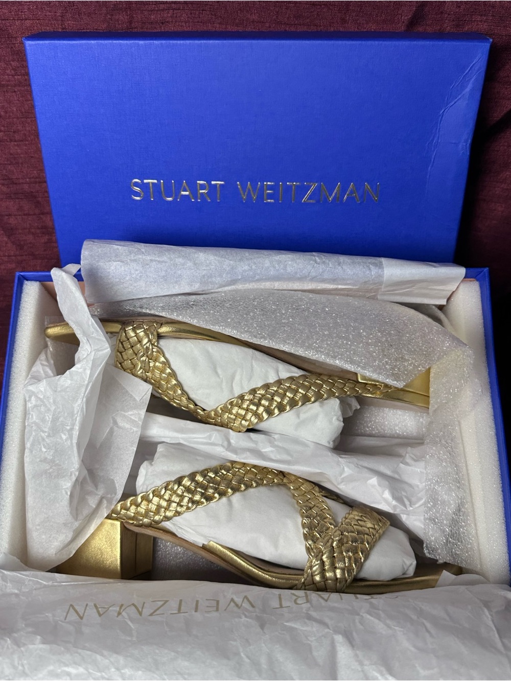 ✨ Gold Stuart Weitzman Rosie Braided Sandals Sz 10 ✨ - Picture 8 of 8